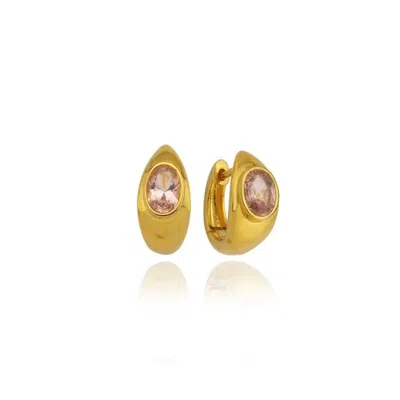 Linya Jewellery Women's Lina Pink Drop Stone Huggie Earrings