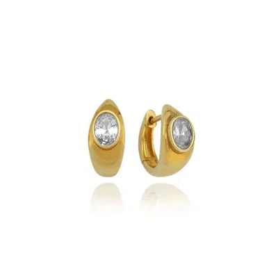 Linya Jewellery Women's Lina White Drop Stone Huggie Earrings