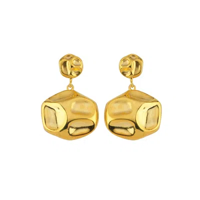 Linya Jewellery Women's Lora Dangle Round Amorphous Earring Gold