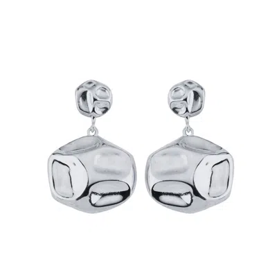 Linya Jewellery Women's Lora Dangle Round Amorphous Earring Silver