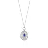 Linya Jewellery Women's Mini Navy Blue Stone Covered Medallion Locket Necklace Silver