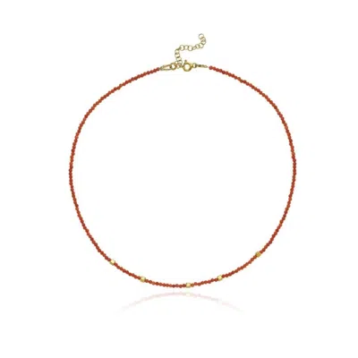 Linya Jewellery Women's Mira Red Coral Small Ball Necklace