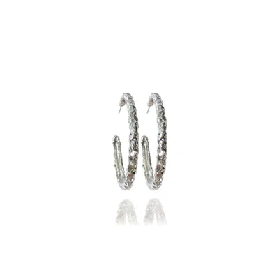 Linya Jewellery Women's Misy Amorphous Oval Big Hoop Silver Earrings
