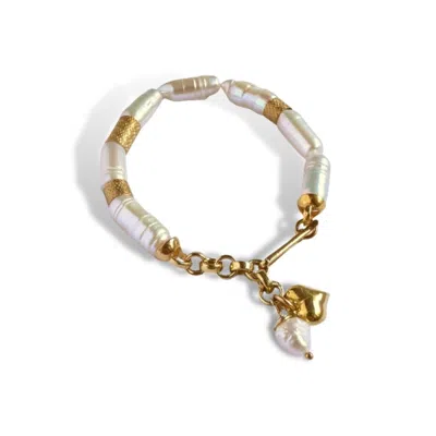 Linya Jewellery Women's Natural Baroque Pearl Gold Bracelet