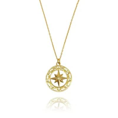 Linya Jewellery Women's North Star Gem Medallion Gold