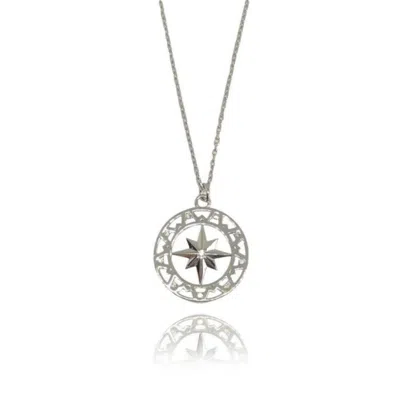 Linya Jewellery Women's North Star Gem Medallion Silver