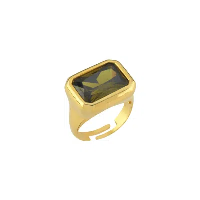 Linya Jewellery Women's Nova Large Green Crystal Stone Ring
