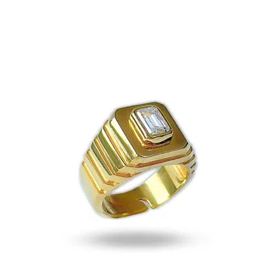 Linya Jewellery Women's Octagon White Stone Signet Ring