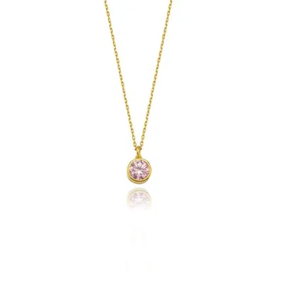 Linya Jewellery Women's Pink / Purple Cosmic Chain Zodiac Necklace Pink Birthstone