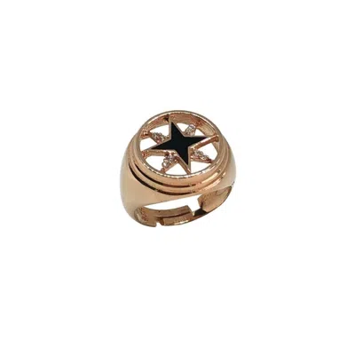Linya Jewellery Women's Pole Star Signet Ring Rose Gold