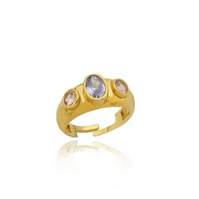 Linya Jewellery Women's Purple Rosie Lilac Stone Signet Ring