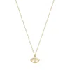 Linya Jewellery Women's Real Gold Eye Necklace, Gold Evil Eye Pendant, Mini Gold Eye Charm, Eyelash Necklace, Minima