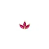 Linya Jewellery Women's Real Gold Lotus Tragus, Red Flower Piercing, Gold Red Drop Stone Piercing, Screw Back Climbe