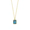 Linya Jewellery Women's Rectangular Blue Crystal Stone Chain Necklace
