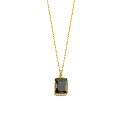 Linya Jewellery Women's Rectangular Green Crystal Stone Chain Necklace