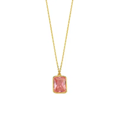 Linya Jewellery Women's Rectangular Pink Crystal Stone Chain Necklace