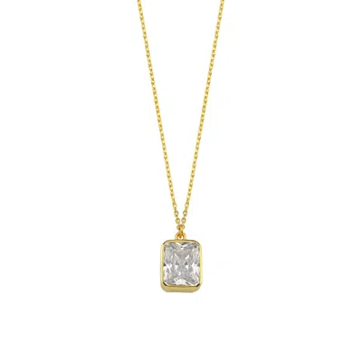 Linya Jewellery Women's Rectangular White Crystal Stone Chain Necklace