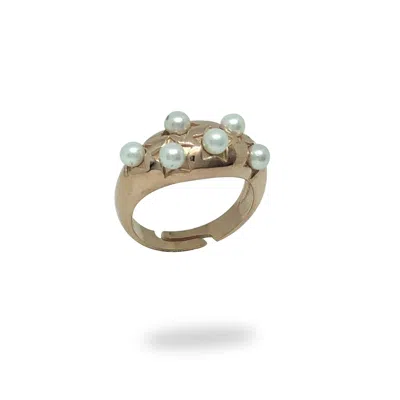 Linya Jewellery Women's Rose Gold Rose Star Pearl Ring