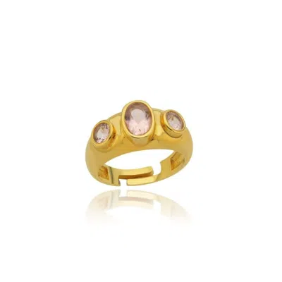 Linya Jewellery Women's Rosie Pink Stone Signet Ring