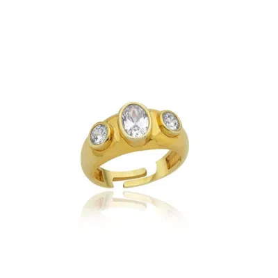 Linya Jewellery Women's Rosie White Stone Signet Ring
