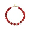 Linya Jewellery Women's Round Red Coral Necklace With Thalassa Pearl
