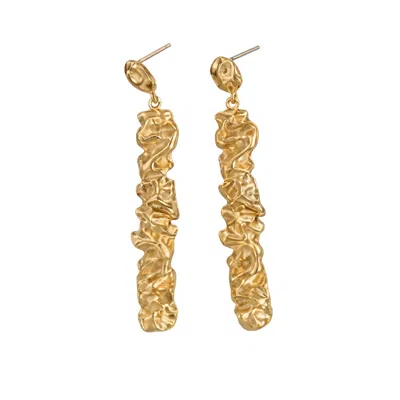 Linya Jewellery Women's Sculptra Textured Long Sterling Silver & Gold Plated Earrings