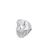 Linya Jewellery Women's Shiny Silver Hammered Big Ring Vintage Style