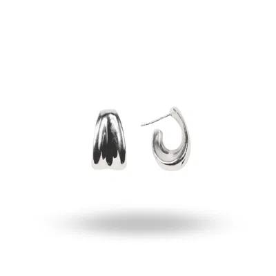 Linya Jewellery Women's Silver Amorphous Hoop Earrings