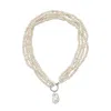 Linya Jewellery Women's Silver Lara Multi Sand Pearl Necklace