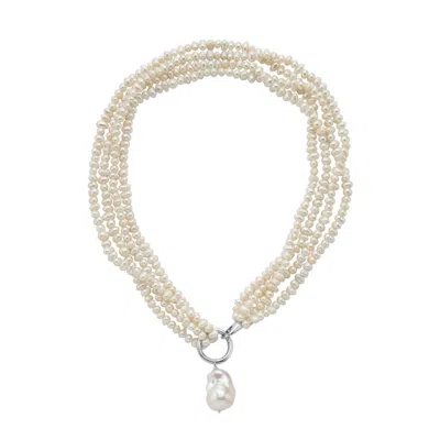 Linya Jewellery Women's Silver Lara Multi Sand Pearl Necklace