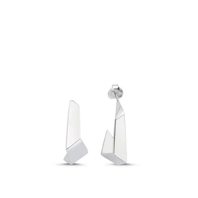 Linya Jewellery Women's Silver Mera Asymmetric Hoop Earrings