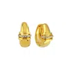 Linya Jewellery Women's Stone Mini Hoop Earrings Gold