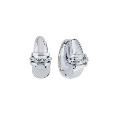 Linya Jewellery Women's Stone Mini Hoop Earrings Silver