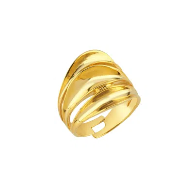 Linya Jewellery Women's Triple Amorphous Ring Gold