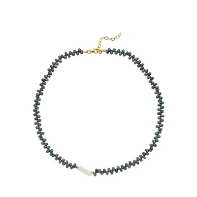 Linya Jewellery Women's White Oden Asymmetric Black Baroque Pearl Necklace