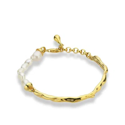 Linya Jewellery Women's Yira Pearl Cuff Bracelet Gold