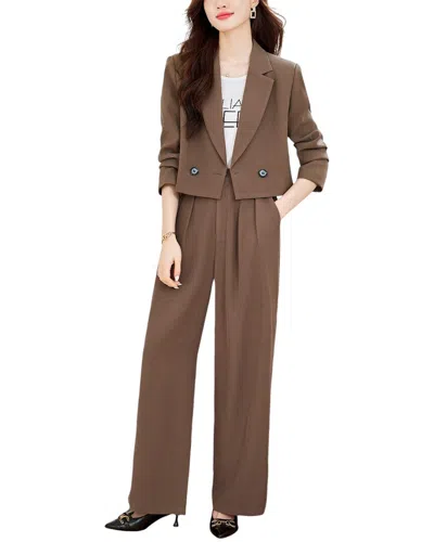 Lionello Salvi 2pc Blazer & Pant Set In Animal Print