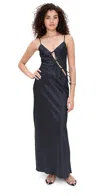 Lioness About Polka Dot Cutotut Tie Detail Satin Slipdress In Black