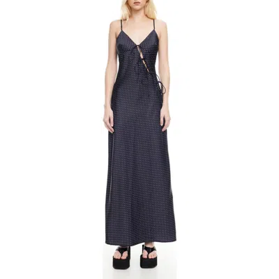 LIONESS LIONESS ABOUT POLKA DOT CUTOTUT TIE DETAIL SATIN SLIPDRESS