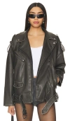 Lioness Ace Faux Leather Biker Jacket In 深灰色
