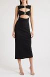 Lioness After Hours Cutout Sleeveless Midi Dress In Black