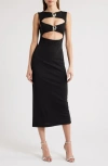 Lioness After Hours Cutout Sleeveless Midi Dress In Black