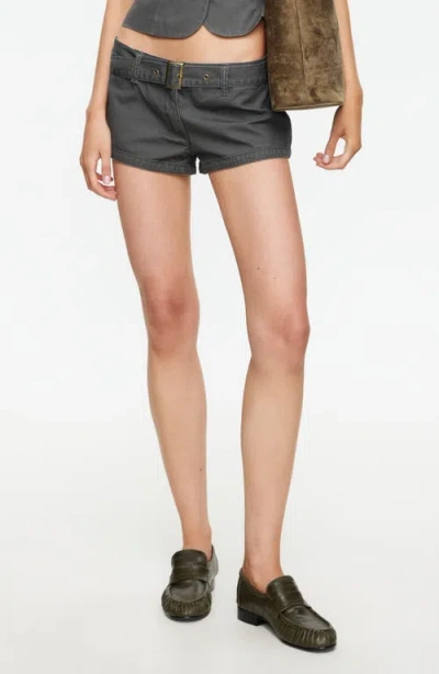 Lioness Afterglow Belted Low Rise Shorts In Blue