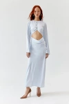 Lioness Amelie Satin Maxi Dress In Light Blue, Women's At Urban Outfitters