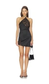 Lioness Amore Lace Inset Halter Minidress In Black