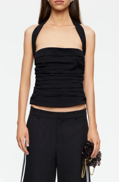 Lioness Amore Ruched Halter Top In Black