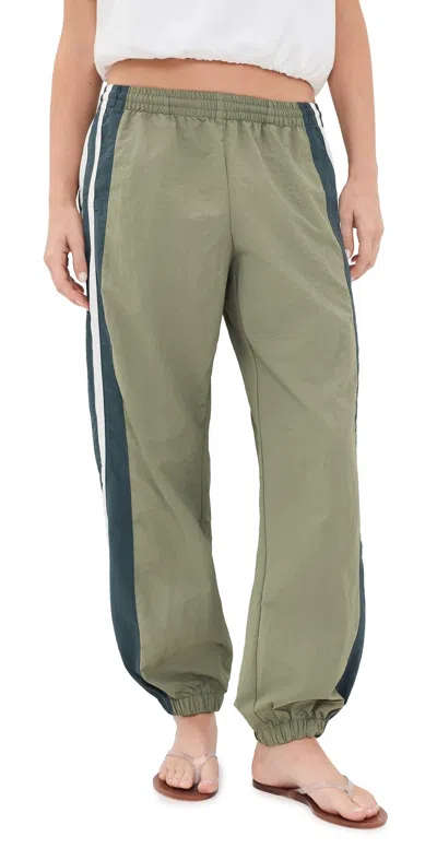 Lioness Aniston Side Stripe Detail Nylon Windbreaker Pants In Green