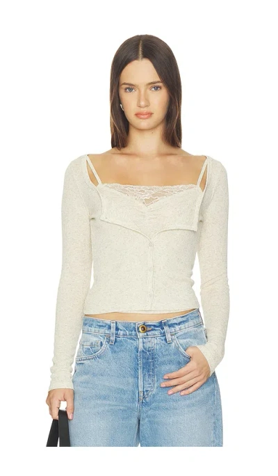 Lioness Babydoll Long Sleeve Top In Gray