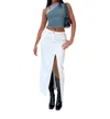 Lioness Barbie Split Denim Skirt In White In White