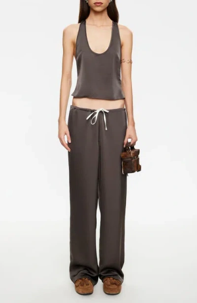 Lioness Bare Crop Satin Tank In Brown